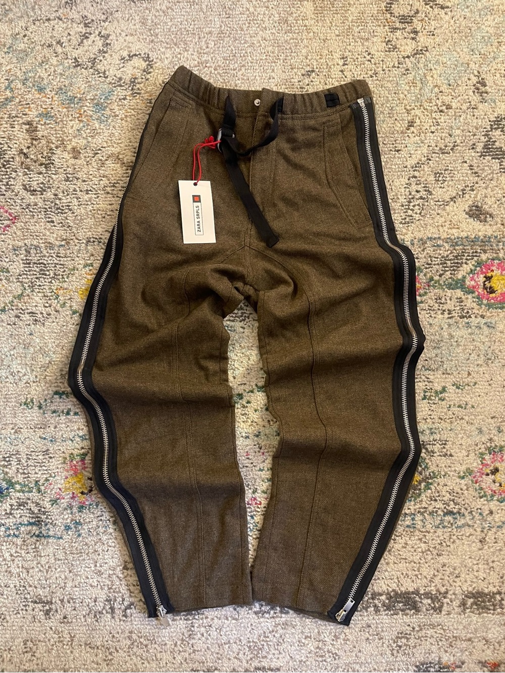 SRPLS Zara Zip-Trim Trousers! Brown/ black